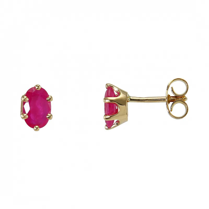 Boucles d oreilles Or Jaune Rubis Ovales 6x4mm
